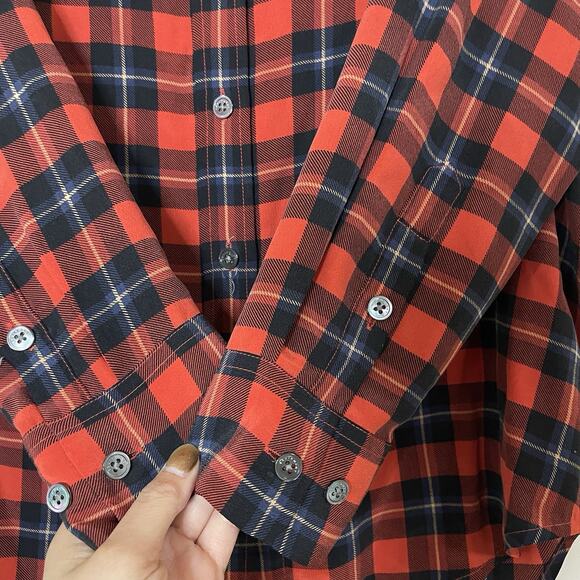 NWOT Equipment Reese Red Plaid Silk button down blouse Shirt Small - Picture 5 of 6